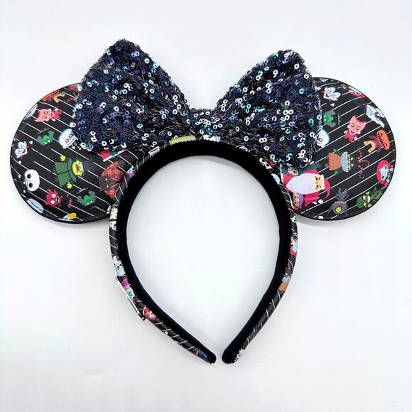 Disney Loungefly Nightmare Before Christmas Minnie Mouse Ear Headband - Picture 1 of 12